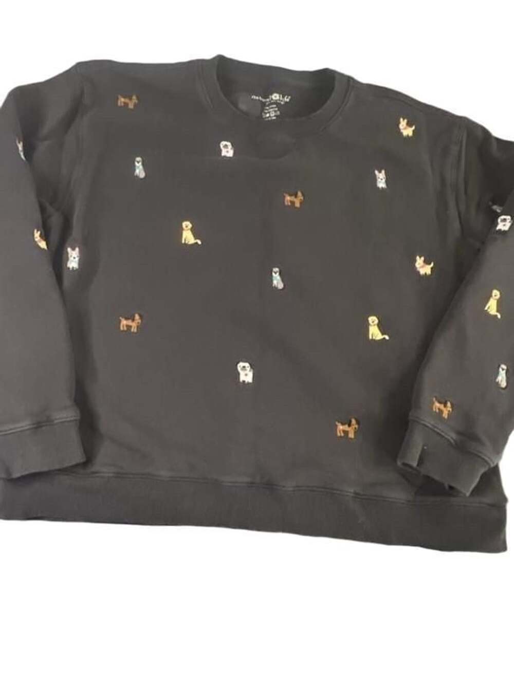 Natural Life Fave Things Dog Embroidered Sweatshirt Charcoal Medium